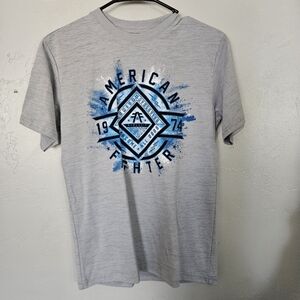 American Fighter NWOT Youth Boy Large Gray Blue Short Sleeve T-Shirt Graphic Tee